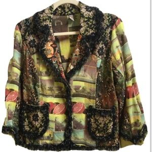 ANTHROPOLOGIE LOOK Sz M LACE ACCENTS BOHO BLAZER